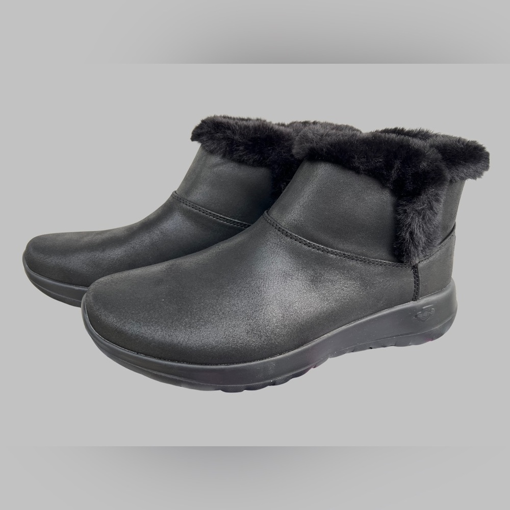 Skechers Black Booties Women’s Size 10 | Waterproof, Cozy Faux Fur, Ortholite